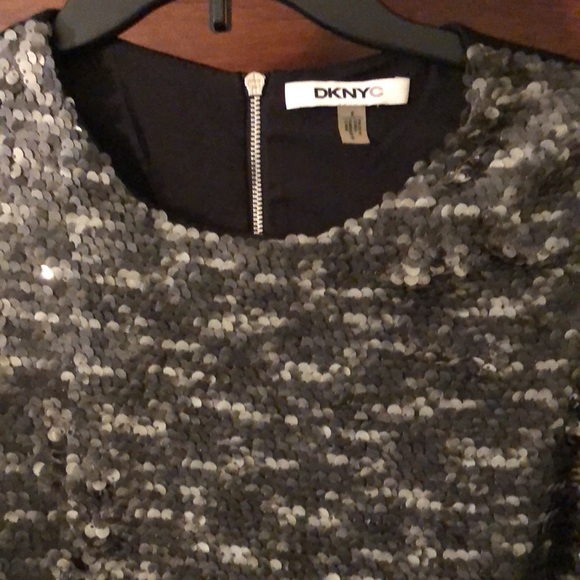 DKNYC sleeveless black dress with silver/grey sequins - Size 2 - Picture 5 of 7